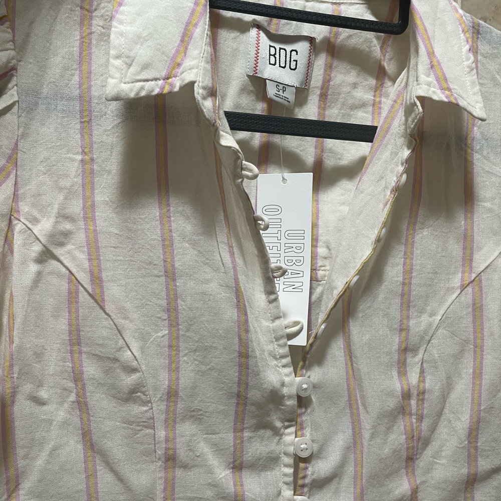 BDG Striped Blouse - White and Purple